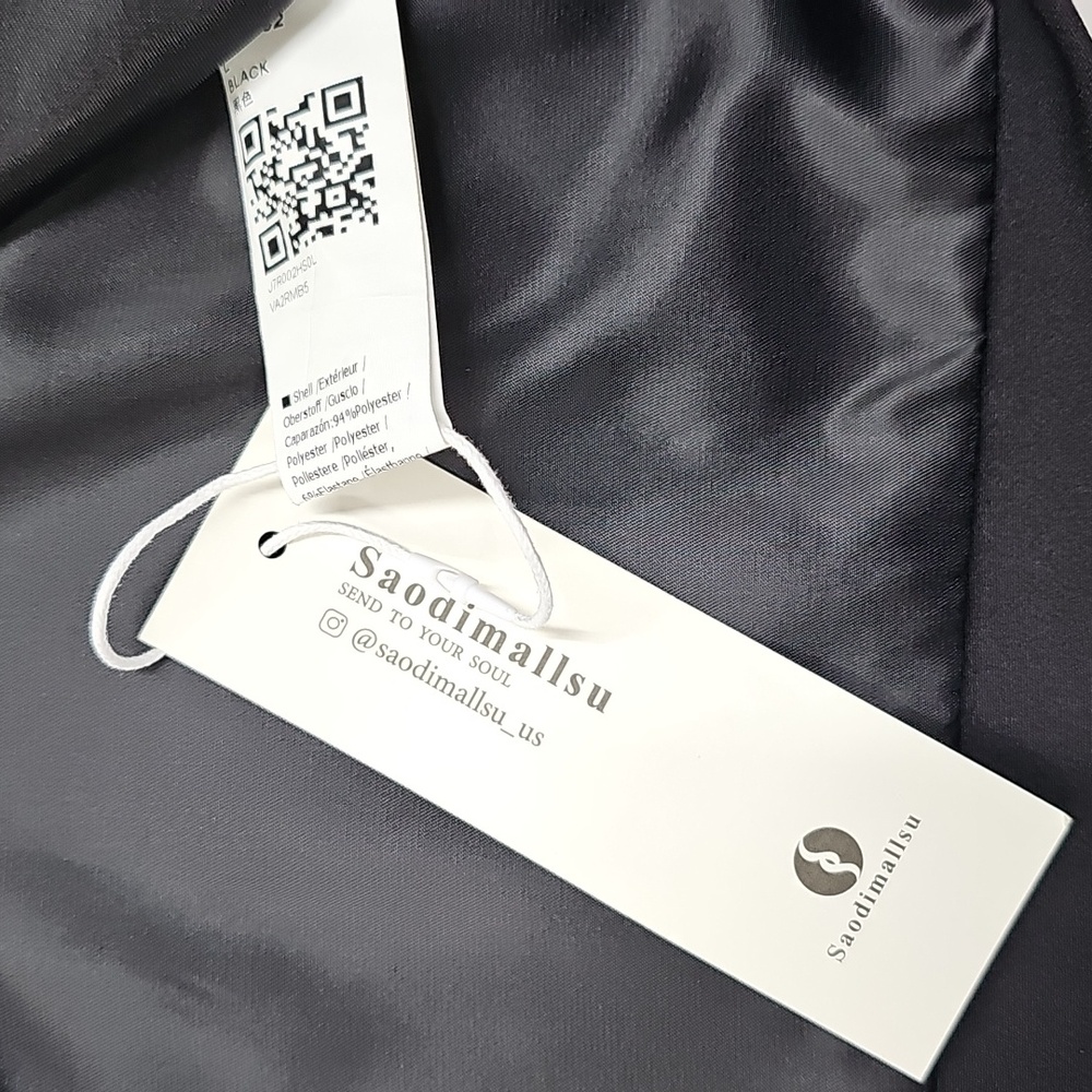 Saodimallsu Black Double-Breasted Jacket, Tortoise Buckles & Buttons, New Sz L - Picture 6 of 12